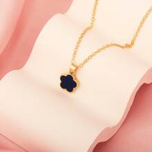 1 套时尚精致的幸运四叶草首饰套装，项链、手链和吊坠，不锈钢，送给女孩和朋友的理想礼物，适合任何场合，情人节、圣诞节 - 花朵手鍊和吊墜項鍊套裝 - 查看 4