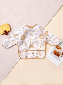 1 件防水围兜，婴幼儿喂奶围兜，大口袋进餐罩衣，6-36 个月