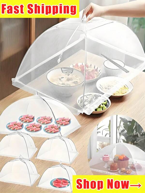 Bug Proof Home Outdoor Picnic Dust Food Cover Folding Mesh Square White Covered Vegetable Covers,Large White Pop-Up Mesh Food Cover Tent - Collapsible And Washable, Suitable For Picnics, BBQs, Parties And Outdoor Dining - Anti-Insect Kitchen Accessory