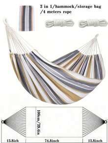 三合一吊床：这款便携式吊床采用舒适面料制成，配有旅行袋和环保绳索，是花园露营、户外/室内露台、阳台、后院、海滩和公园的理想之选。（260厘米*80厘米/260厘米*100厘米）