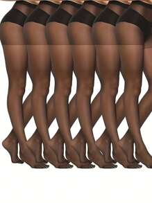 6/12 Piece High Waisted Semi Transparent Pantyhose Solid Color Slim Fit Leggings,Women's Stockings,Elastic Stockings