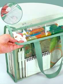 Seka Paul Large Capacity Portable Transparent Folder, Embedded File Storage Bag, PVC Self-Adhesive File Bag, Suitable For Office And Study, Back To School Gift - Multicolor - View 5