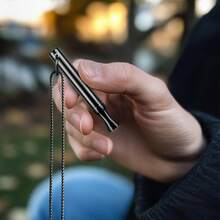 香薰扩散器项链，呼吸冥想配件，圆柱形，带可更换棉芯，低呼吸阻力冥想缓解压力配件，钛钢（不含棉芯） - 彩色 - 查看 9