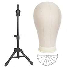 22INCH Wig Head Mannequin Head With Wig Stand ,Manikin Canvas Head For Wigs Making Display