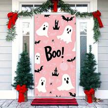 1pc Pink Halloween Door Decor, 70.87x35.43 Inch Cute Ghost Halloween Door Banner, Halloween Door Decoration, Halloween Background Decor Sign, Suitable For Home Door, Vintage Halloween Party Supplies - Multicolor - View 12