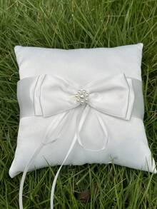 Cojín para anillos con perlas, decoración para boda, cojín portador de anillos nupcial y de marfil, para la ceremonia de la boda