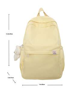 1 pieza Mochila decorativa con diseño de oso de gran capacidad, adecuada para viajes al aire libre, compras, vacaciones, útiles escolares, ligera, portátil, plegable, apta para adolescentes, mujeres, estudiantes universitarios, principiantes y trabajadores de oficina, perfecta para volver a la escuela, primer día de clases, escuela secundaria, preparatoria, actividades al aire libre, viajes, salidas, vacaciones, conciertos - Amarillo - Ver 2