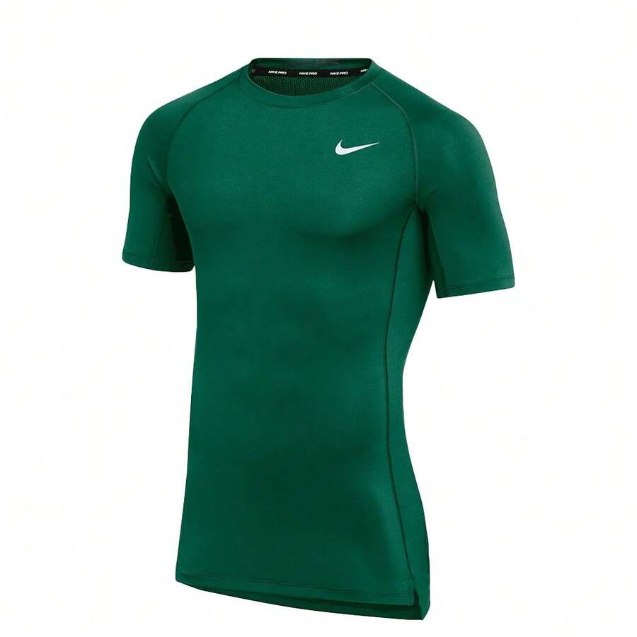 Nike Mens Pro Fitted Compression Short Sleeve Training Tee Shirt - Green - View 1