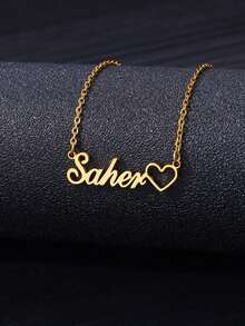 1pc Customized Hollow Name Necklace, Personalized Stainless Steel Gold Hollow Name Necklace, Wedding Jewelry Gift, Valentine's Day, Mother's Day Gift. Multifunctional, Decorative, Exquisitely Carved, Fashionable, Clean, Colorful, Modern, Cute Customized, Unique Selected Good/ Ideal Gift, Suitable For Him, Family, Friends, Daughter, Son, Her - Multicolor - View 4