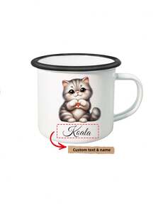 1pc Personalized Name White Mug, Handmade Ceramic Mug, Unique Gift For Special Occasions, Personalized Photo Coffee Mug, Personalized Anniversary Photo Mug,Chic Design - White - View 42