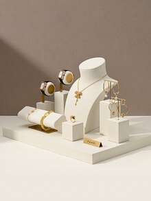 Oirlv 米色珠宝展示架店铺橱柜展示道具项链展示胸围手表戒指耳环手镯装饰架 - 米色 - 查看 5