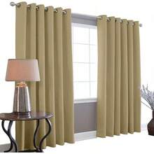 Juego de Cortina Black out 2.75 x 2.15 m. Bloquea la luz Solar Cada Hoja Mide 137.5 m x 2.15 m Alto, 100% Microfibra Poliéster. - Beige - Ver 2