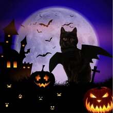 Adjustable Black Cat Bat Wing Pet Costume - Soft Polyester Halloween Pet Accessory, Suitable For Cats And Small Dogs, Great For Cosplay And Dressing Up Fun - Multicolor - View 2