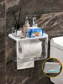 Caja de pañuelos transparente y resistente al agua, soporte montado en la pared para rollo de papel/pañuelos, estante para pañuelos, almacenamiento de pañuelos, caja de pañuelos, caja de pañuelos resistente al agua