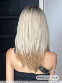 NAMM 18 英寸时尚齐肩假发，渐变银棕色假发，带刘海深色发根，蓬松全机高密度合成纤维分层假发，适合女孩日常、街头服饰、音乐节派对摄影假发，非常适合开学季、万圣节角色扮演动漫或服装使用 - 銀色 - 查看 3