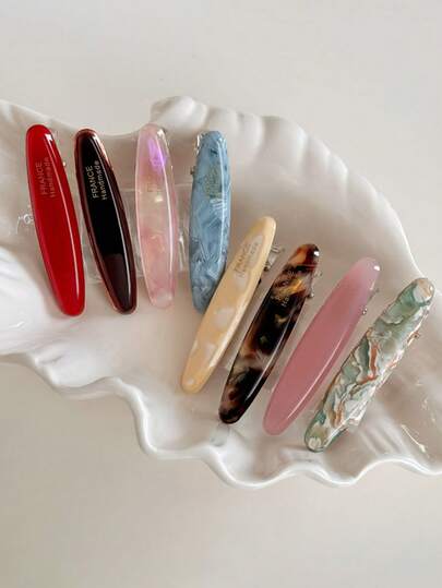 2个/套醋酸纤维发夹，厚椭圆几何侧夹，彩色发卡，优雅甜美女士发饰