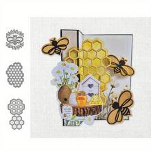 全新蜂窝背景和小蜜蜂金属切割模具，适用于框架背景装饰、剪贴簿 DIY 项目、工艺创作，为您的项目增添特殊的色彩。