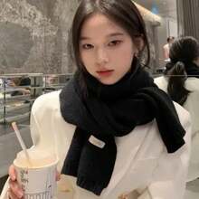 Bufanda de punto de invierno unisex, chal de cuello de color sólido, envoltura cálida a prueba de viento, bufandas de moda para mujeres y hombres, bufandas de motocicleta - Rojo - Ver 5