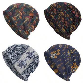 1 pièce Bonnet à motif abstrait de champignon, casquette pull-over coupe-vent convenant pour le port quotidien en hiver