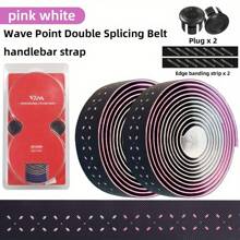 1 Par de Cinta de Manillar de Bicicleta de Carretera compuesta de EVA con Lunares, Transpirable, Negro, Superficie de Tela, Tela Impermeable, Absorción de Vibraciones, Absorción de Golpes de Bicicleta, con Embalaje de Manillar de Bicicleta de Carretera