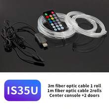 Car RGB Ambient LED Light Strip 1/3/5M APP Control USB Fiber Optic Atmosphere Lamp Neon Interior Console Decoration Lights - Multicolor - View 13