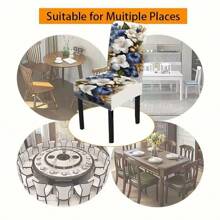 1/4/5/6/7/36 piezas Conjunto de funda para silla con estampado de flores de moda, adecuado para decoración diaria moderna en interiores, hogar, restaurante, hotel, fiesta, boda, comedor, cocina. Fundas de silla elásticas lavables para mesas cuadradas.