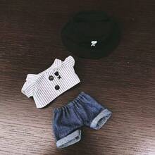 [Solo ropa] Compatible con accesorios Labobo Ropa de 1ra/2da/3ra generación, Camiseta de moda con corazón y rayas, Jeans, Conjunto casual - Multicolor - Ver 3