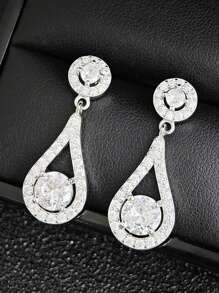 MOONSO 1 Pair Elegant Teardrop Hollow Out Design Women Stud Earrings, For Wedding, Party, Gift-Giving E514
