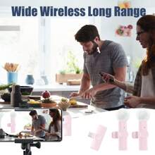 Wireless Lavalier Microphone With Noise Reduction Cover Plug-Play Professional Noise Reduction Recording Clip Mic Plug-Play 2.4G Ultra-Low Delay Built-In Noise Reduction Chip Working Time,Wireless Mic For PC,IOS, Andriod,Record Vlogs,Live Stream Pink