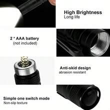 1pc Led Flashlight Keychain For Outdoor Camping Emergency, Camping Accessories - Black - View 5