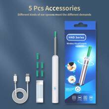 NATFIRE Smart Visual Ear Cleaner With Mini Camera 6 LED Lights Earwax Removal USB C Charging Ear Cleaning Tool With 8 Pcs Ear Set Soft Silicone Ear Spoon Ear Tips Replacement Otoscope Can Take Photo And Video Compatible With IOS & Android Phones White Black Family Travel Gift For Boy/Girl Friend Family Mother's Day Father's Day Valentine's Day
