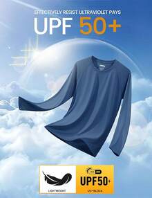 Men's Long Sleeve Shirts UPF 50+ UV Sun Protection Athletic Shirts For Hiking Running Workout Rash Guard-2025 - Blue Grey - View 4