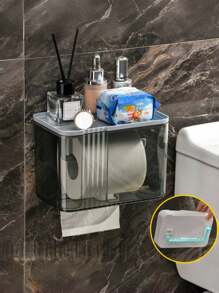 Caja de pañuelos transparente y resistente al agua, soporte montado en la pared para rollo de papel/pañuelos, estante para pañuelos, almacenamiento de pañuelos, caja de pañuelos, caja de pañuelos resistente al agua