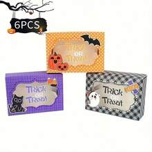 3 Design Mix Halloween Cardboard Gift Boxes For Halloween Treat Boxes In Halloween Features For Candy Snacks Cookie Small Gifts With Window And Ribbon - Multicolor - View 9