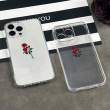 Rose Pattern Phone Case, UV Printing Mobile Phone Protective Case, 360 Degree Full Protection, Suitable For Iphone 11 12 13 14 15 16 Pro Max XR X/ XS 7 8 Plus SE Mini, With New Personality Creative For Smart Phone Case - Transparent - View 6