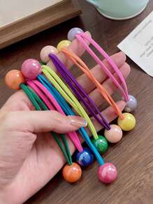 Set da 10 elastici per capelli multicolori semplici per bambine, accessori per capelli resistenti, fasce per capelli versatili, corda per capelli, adatti per l'uso quotidiano.