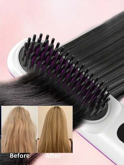 便携式无绳直发梳，带负离子的便携式直发梳，女士热梳直发器，轻巧迷你，方便携带，充满电后可使用约 20 分钟