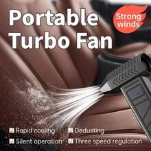 USB 可充电大功率汽车清洁吹风扇，户外涡轮喷射风扇，可吹风、除雪，并可协助户外露营和烧烤，400000RPM 高速无刷电机吹叶机，配备 4000mAh * 2 大容量电池，适用于汽车除冰、清洁汽车座椅、电脑键盘、窗户缝隙、沙发和地毯，配有手持便携式高速风扇！ - 黑色 - 查看 8