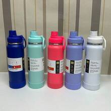 Anti-Leak Vacuum Thermal Bottle 600ml 800ml 1000ml 1200ml School Children Adult With Strap Keychain With Rubber - 淺青色 - 查看 10