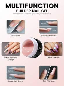 YOKEFELLOW 15g Builder Nail Gel, Nail Extension Gel Jelly Nude Pink Builder Gel Thickening Strengthen Nail Enhancement Nail Extension, Long-Lasting Gel Nail Soak Off UV LED, Nail Art Design Salon For Woman Girls & For A Holiday Gift - Multicolor - View 5