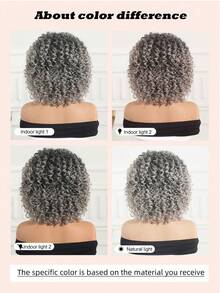 Synthetic Old Lady Wig Short Curly Gray Granny Wig For Cosplay Old Lady Costume Wig Halloween Party Wig - Grey - View 7