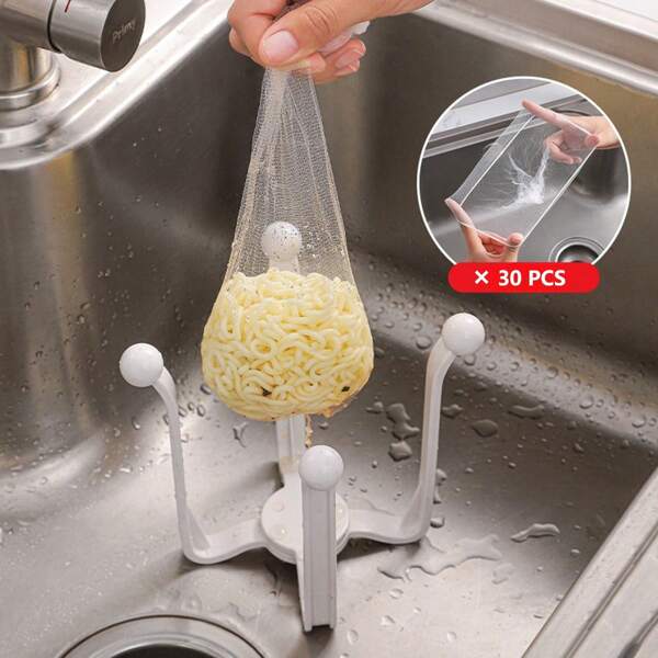 30-Slot Folding Kitchen Drain Rack With Filter Nets, Sink Strainer Organizer, Helpful Kitchen Tool To Keep Sink Clean