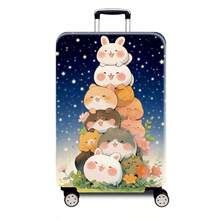 1件动物叠叠系列印花图案，加厚旅行箱保护套，加厚旅行箱配件，适用于商务、出差、度假、旅行、行李托运、返校，为您的旅行箱增添色彩。适用于20-28英寸旅行箱。学校用品包，学校用品 - 彩色 - 查看 30
