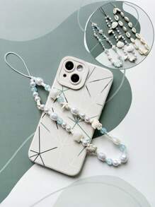 Cadena para teléfono con estilo marino de estrella de mar y concha de tortuga, pulsera decorativa con cuentas, cordón para llavero, ornamento de cordón