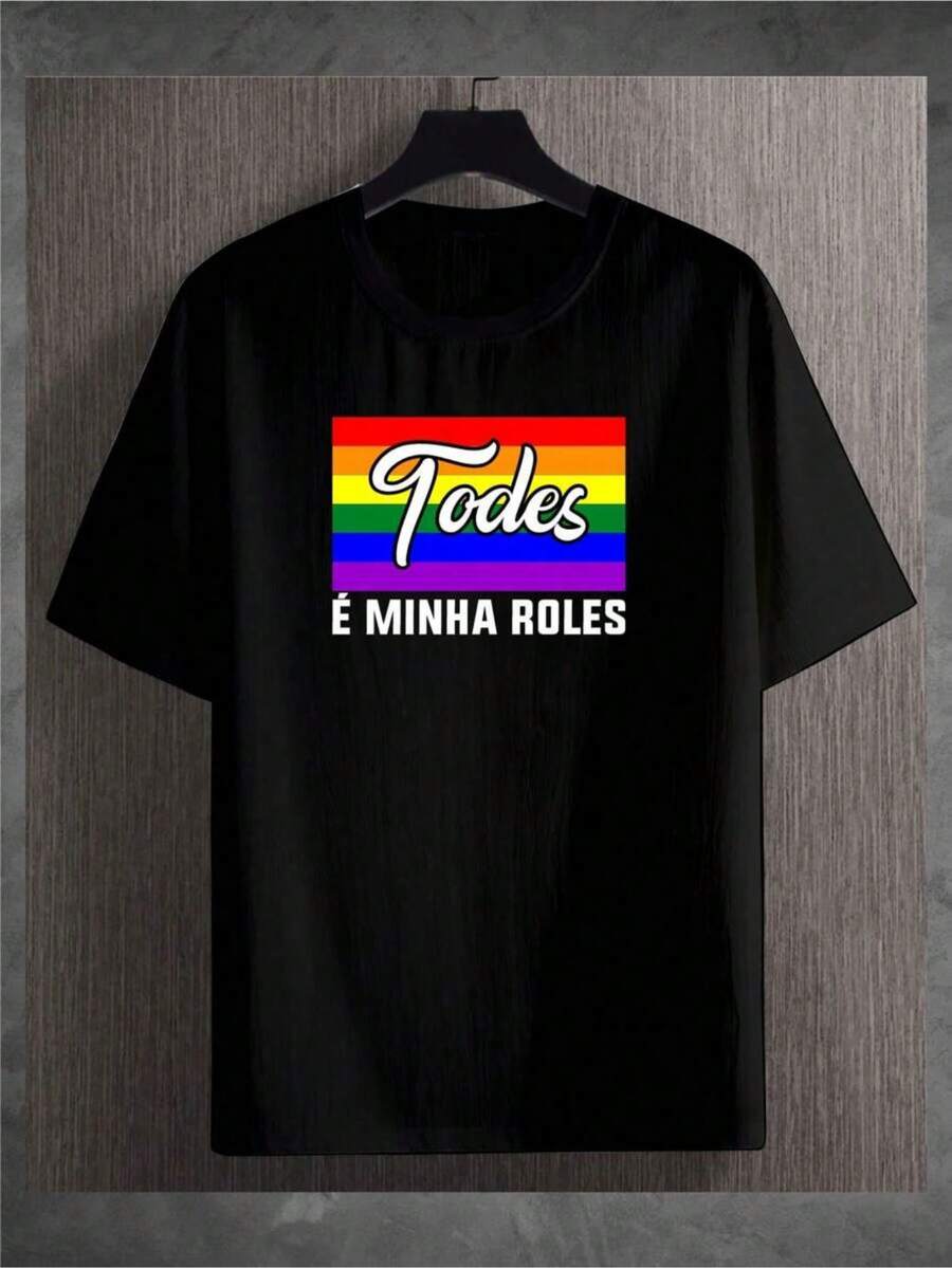 Camiseta Masculina Todes e MInha Roles Camiseta Meme Lgbt - Preto - Visão 1