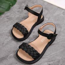 女童凉鞋夏季2025新款儿童编织鞋软底幼儿沙滩鞋中大童鞋 - 黑色 - 查看 15