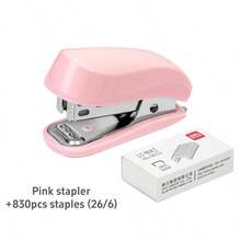 1 件迷你订书机套装，三合一骑马钉订书机和起钉器（容量：830 个订书钉），26/6 标准，返校，办公室学校用品 - 彩色 - 查看 12