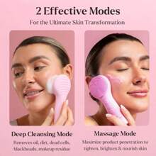Facial Cleansing Brush For Deep Cleansing Gtle Exfoliating And Massaging Waterproof And Rechargeable Face Cleanser Brush Silicone  Vibration Face Scrub Brush Electric Face Washer