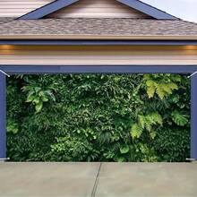 1 件，大型车库门布套，逼真的草坪图案 - 耐用聚酯材料，无需电力，易于安装，适合户外活动、派对、春夏装饰、车库门套、自然风格装饰