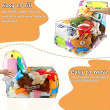 Borsa portaoggetti da divano di grandi dimensioni da 60 cm, coprisedile trasparente per bambole e peluche, poggiapiedi contenitore in PVC lavabile e durevole per animali di peluche, organizzazione domestica (esclusi i giocattoli di peluche)